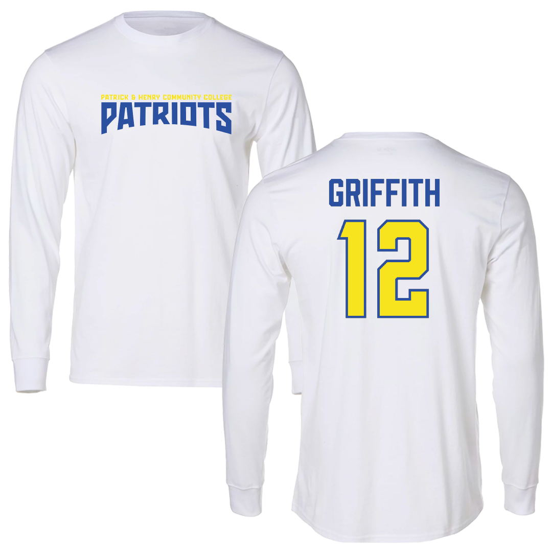 Patrick & Henry Community College Baseball White Classic Performance Long Sleeve - #12 Wyatt Griffith