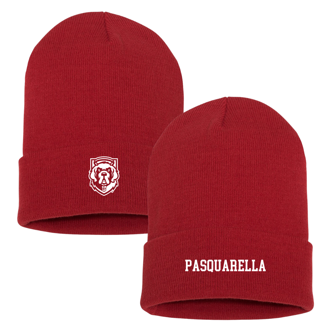 D'Youville University Baseball Red Beanie - #32 Michael Pasquarella