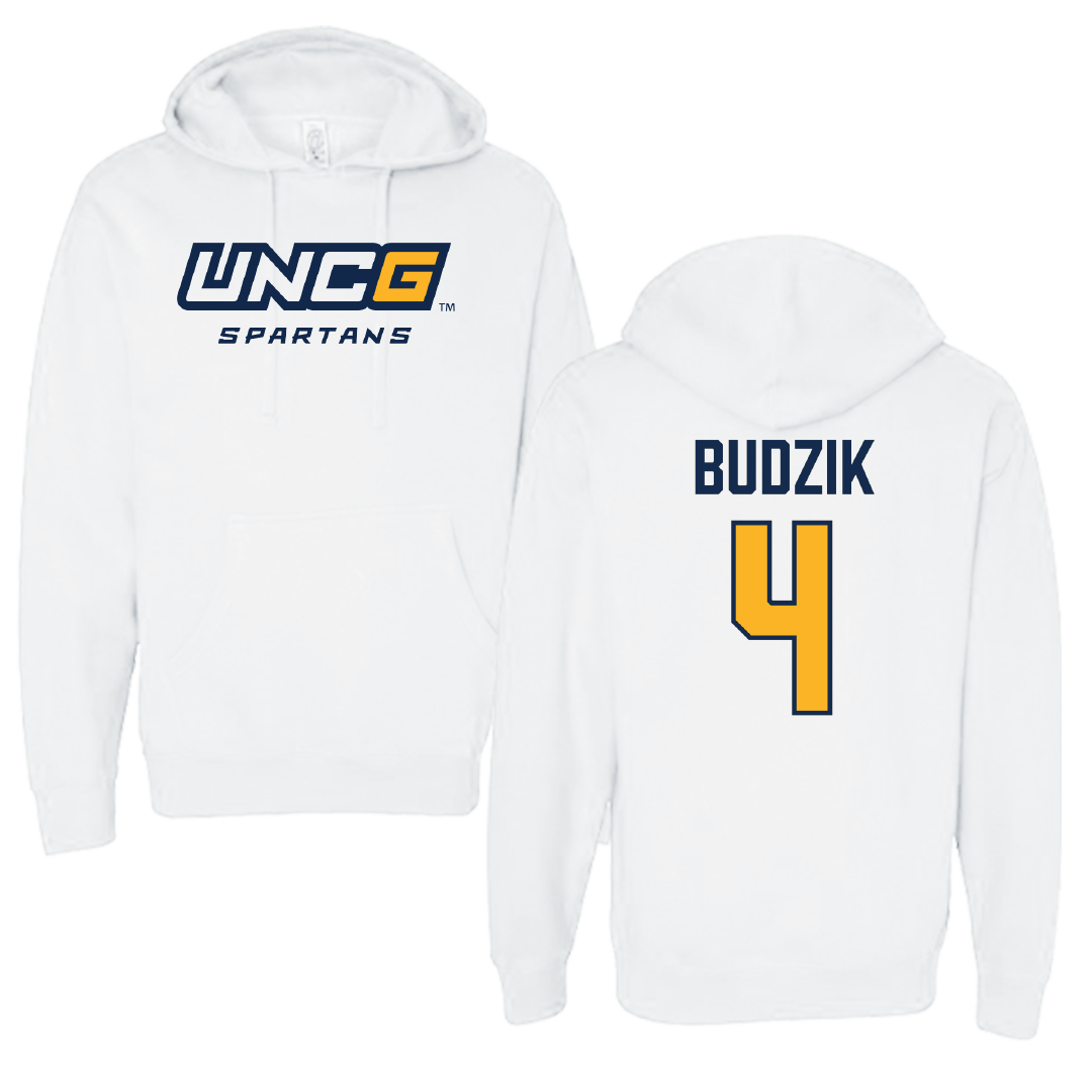UNC Greensboro Baseball White Hoodie - #4 Jacob Budzik