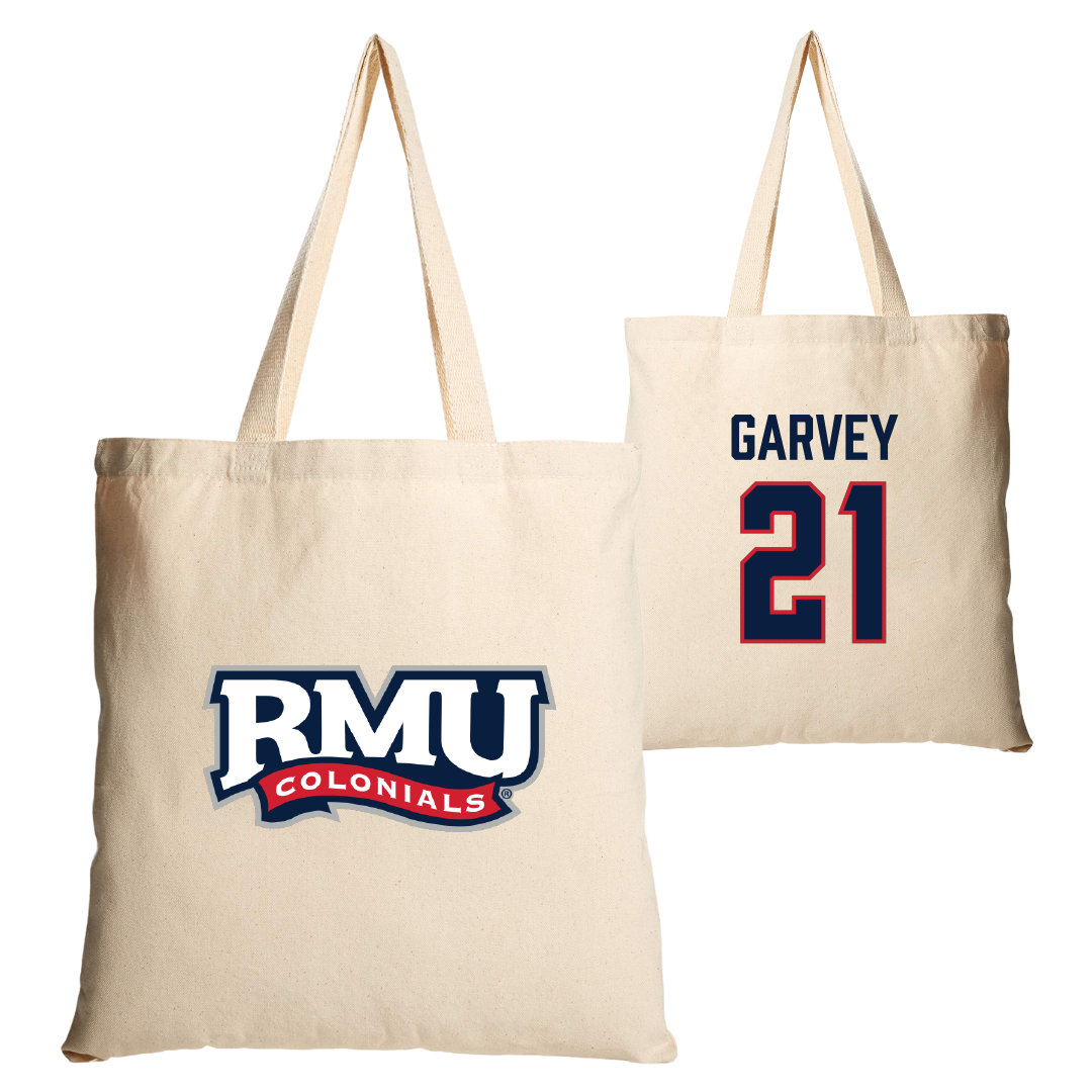 Robert Morris University Ice Hockey Tan Canvas Tote Bag - #21 Cameron Garvey