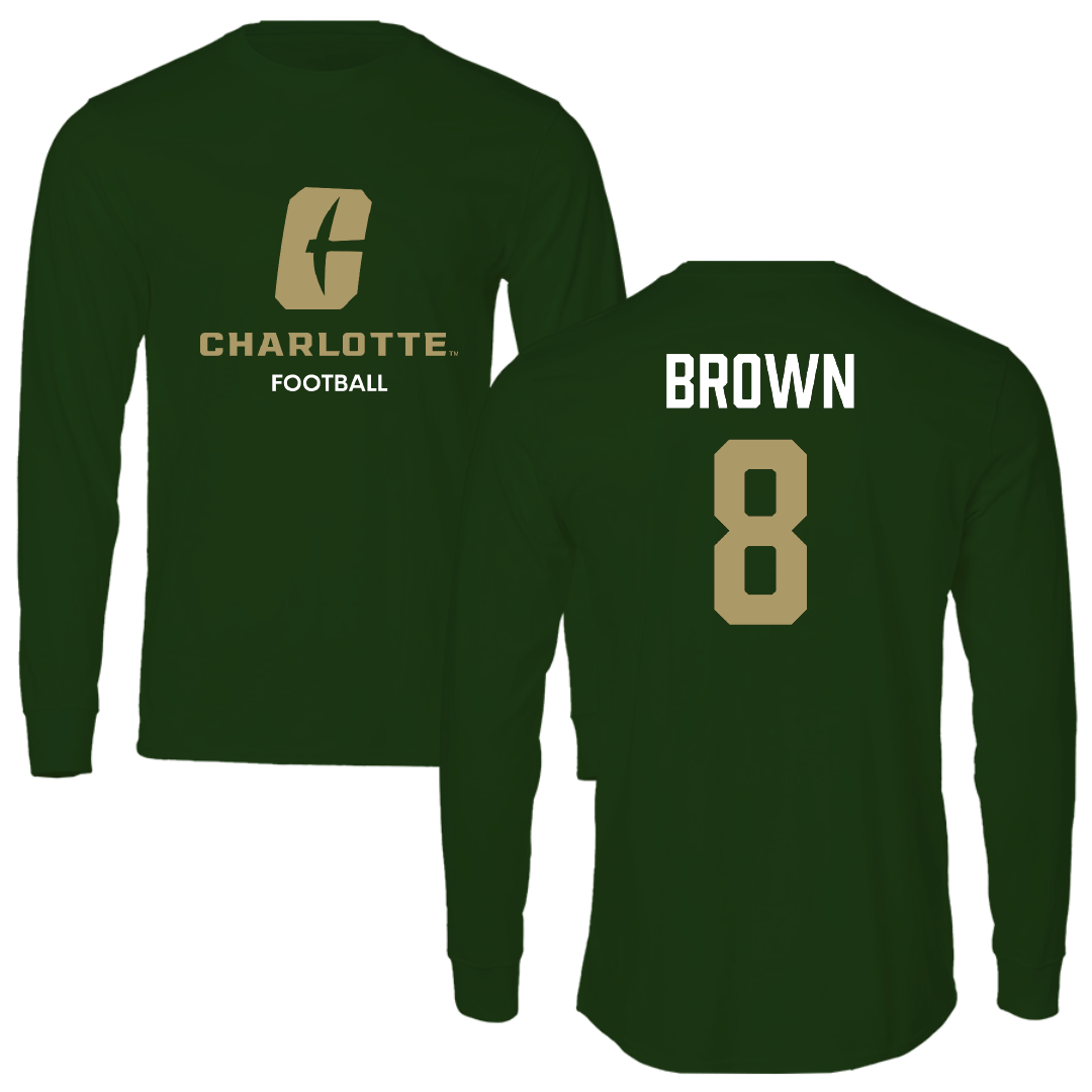 The University of North Carolina at Charlotte Football Forest Green Performance Long Sleeve - #8 Sean Brown