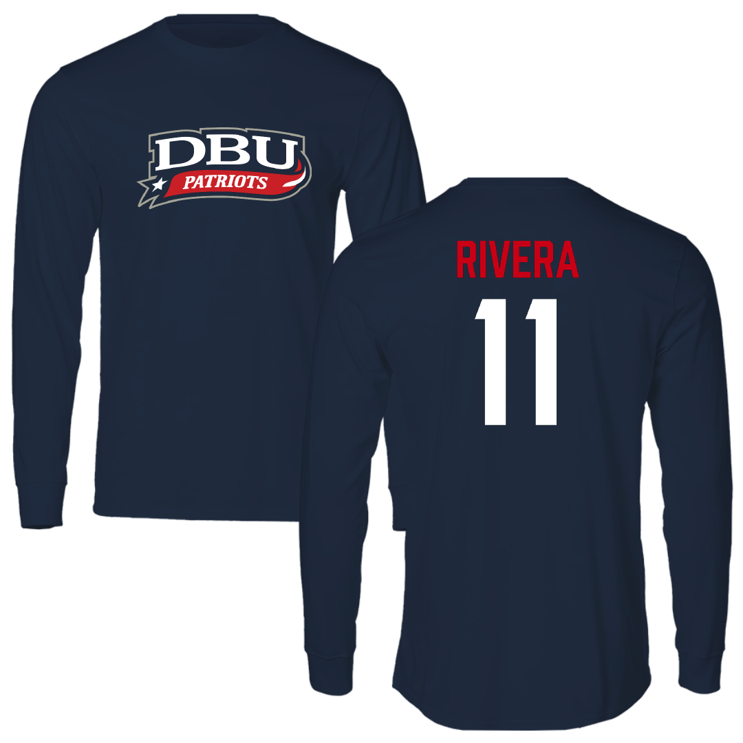 Dallas Baptist University Lacrosse Navy Performance Long Sleeve - #11 Frankie Rivera