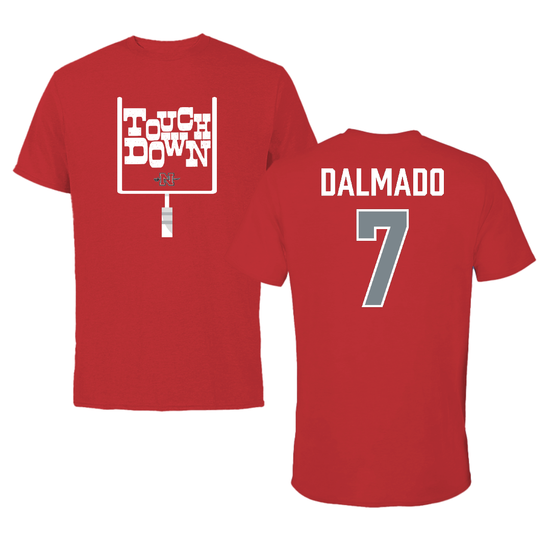 Nicholls State University Football Red Touchdown Performance Tee - #7 Jake Dalmado