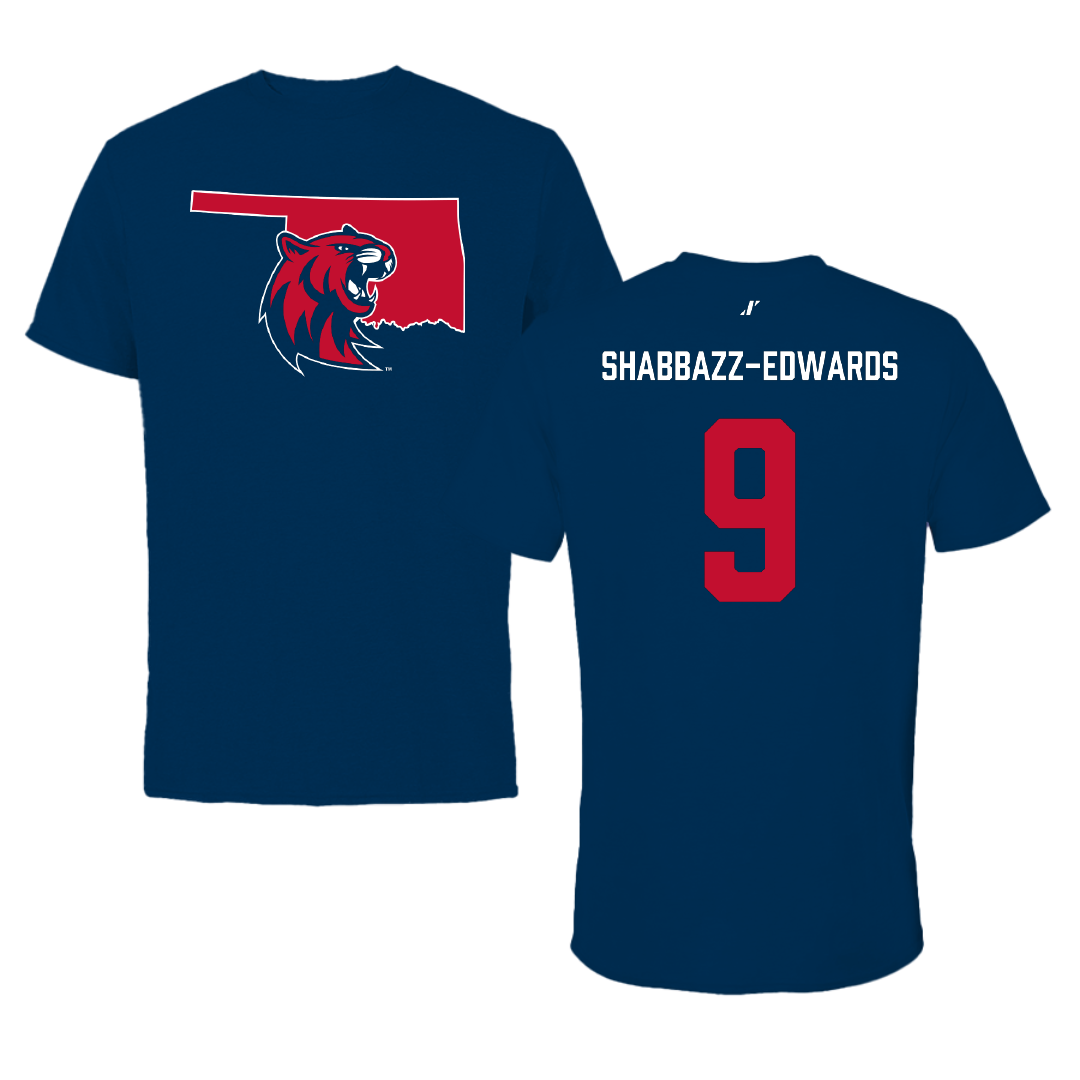 Rogers State University Soccer Navy State Performance Tee - #9 Kenzo Shabbazz-Edwards
