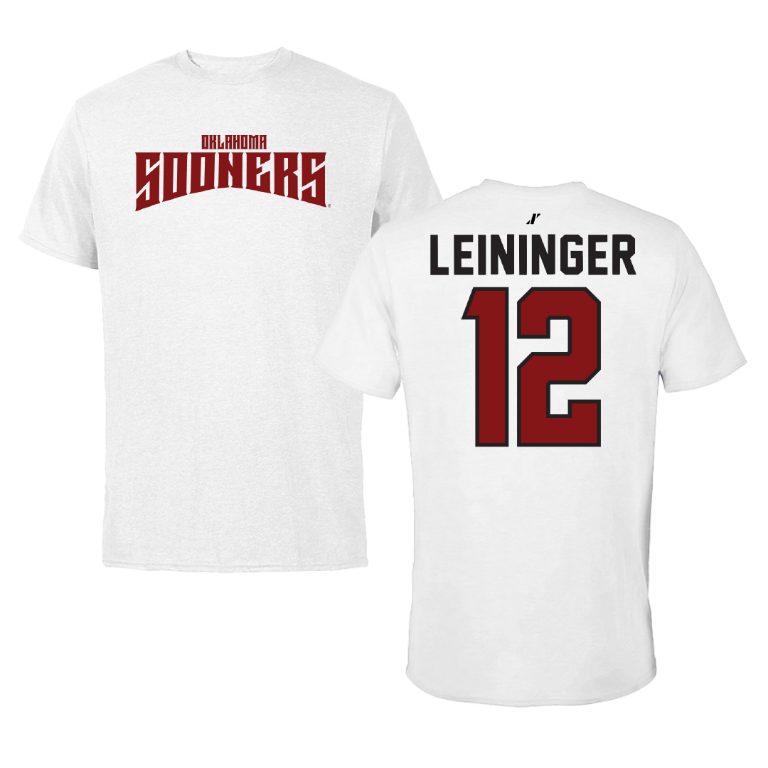 University of Oklahoma Baseball White Classic Performance Tee - #12 Ryley Leininger