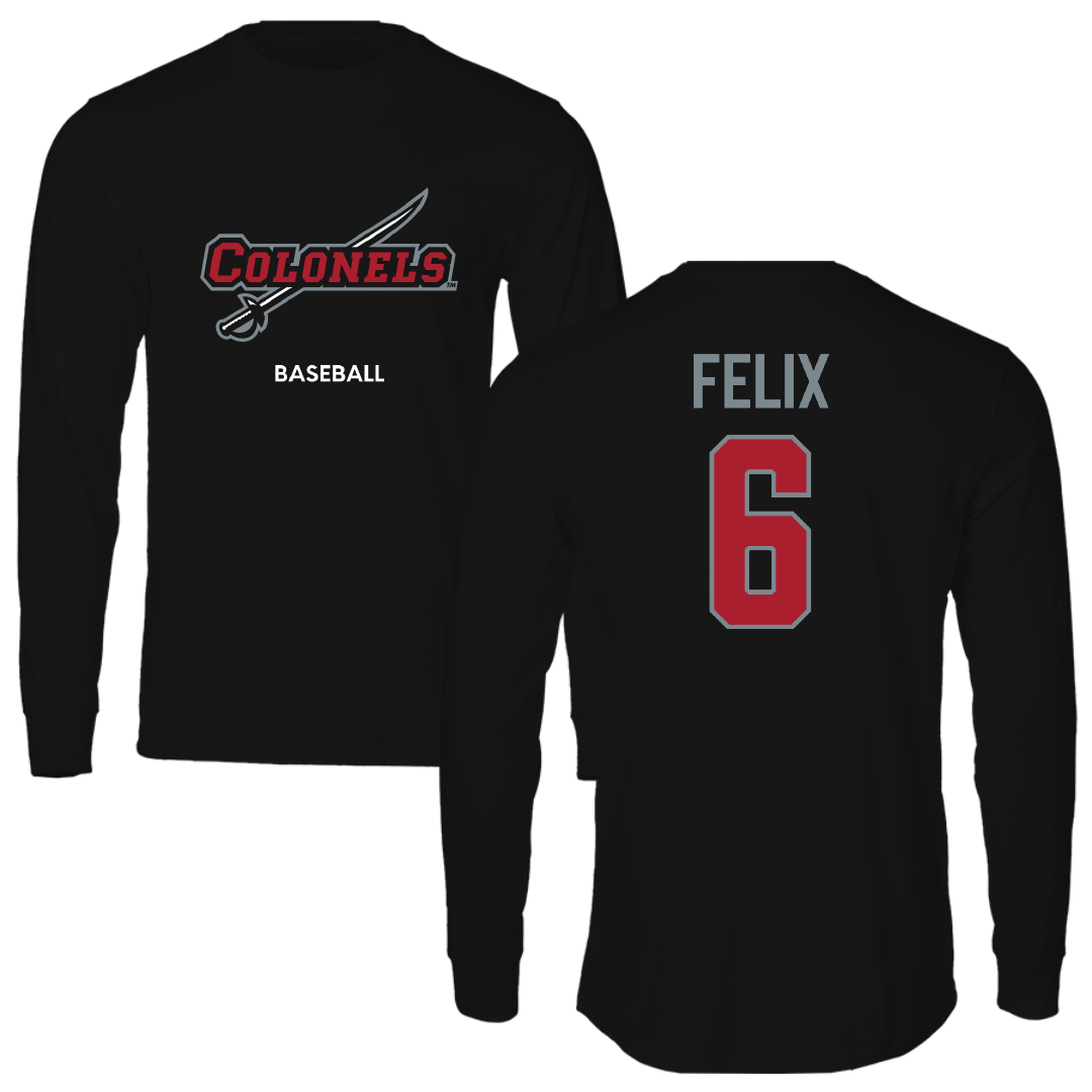 Nicholls State University Baseball Black Colonels Long Sleeve - #6 Garrett Felix