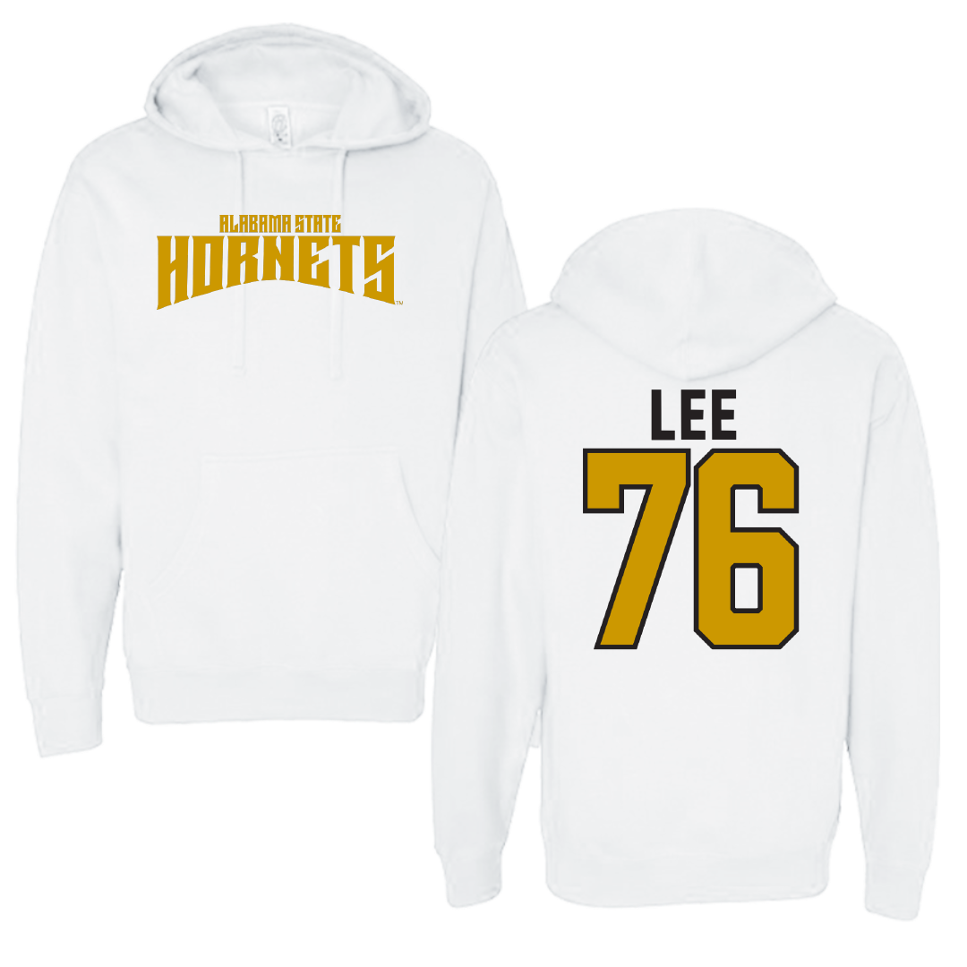 Alabama State University Football White Classic Hoodie - #76 Marvin Lee