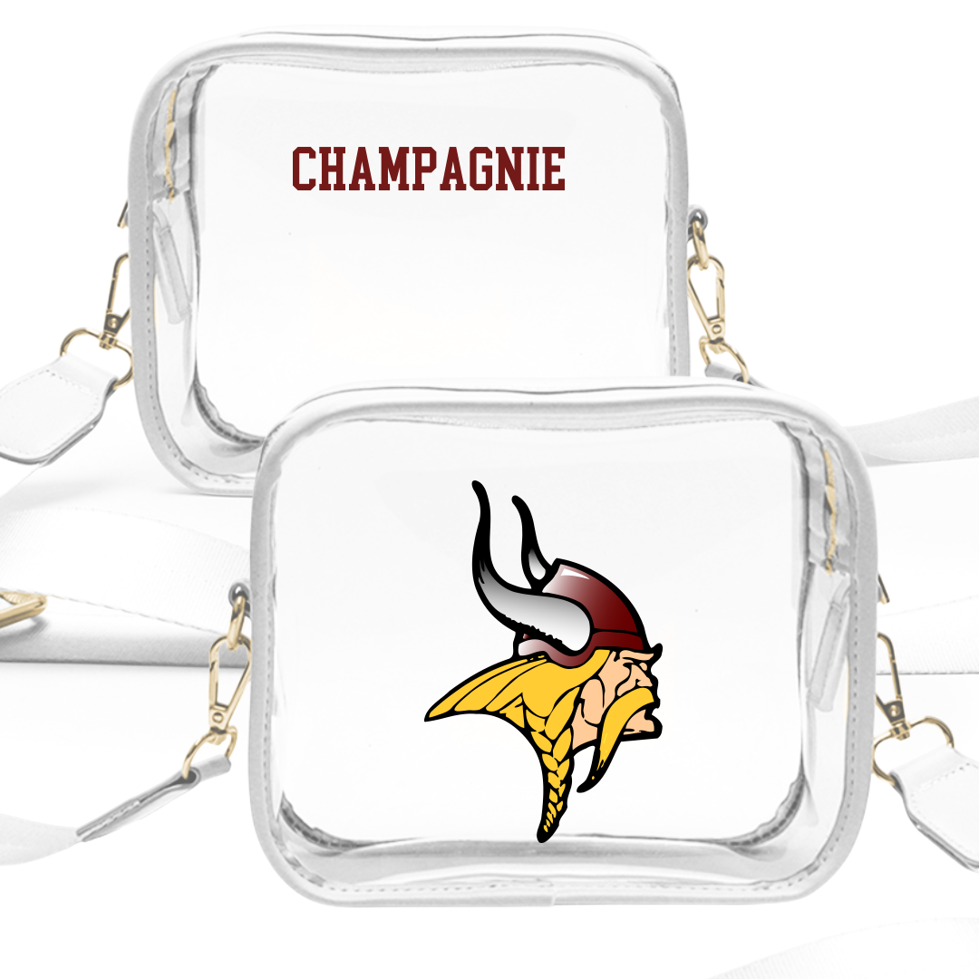 Valley City State University TF and XC White Clear Stadium Bag - Cameron Champagnie