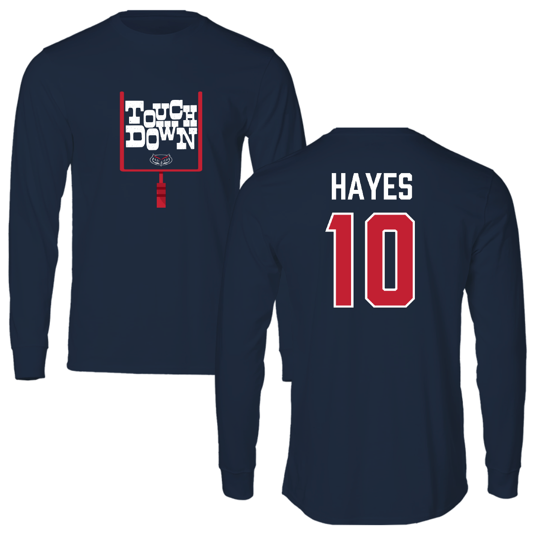 Florida Atlantic University Football Navy Touchdown Performance Long Sleeve - #10 Omari Hayes