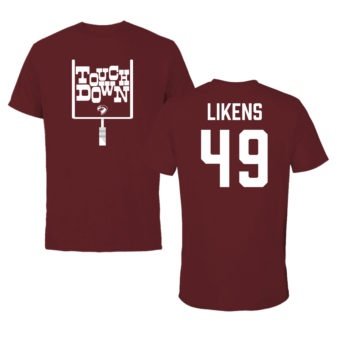 Fairmont State University Football Maroon Touchdown Performance Tee - #49 Ethan Likens