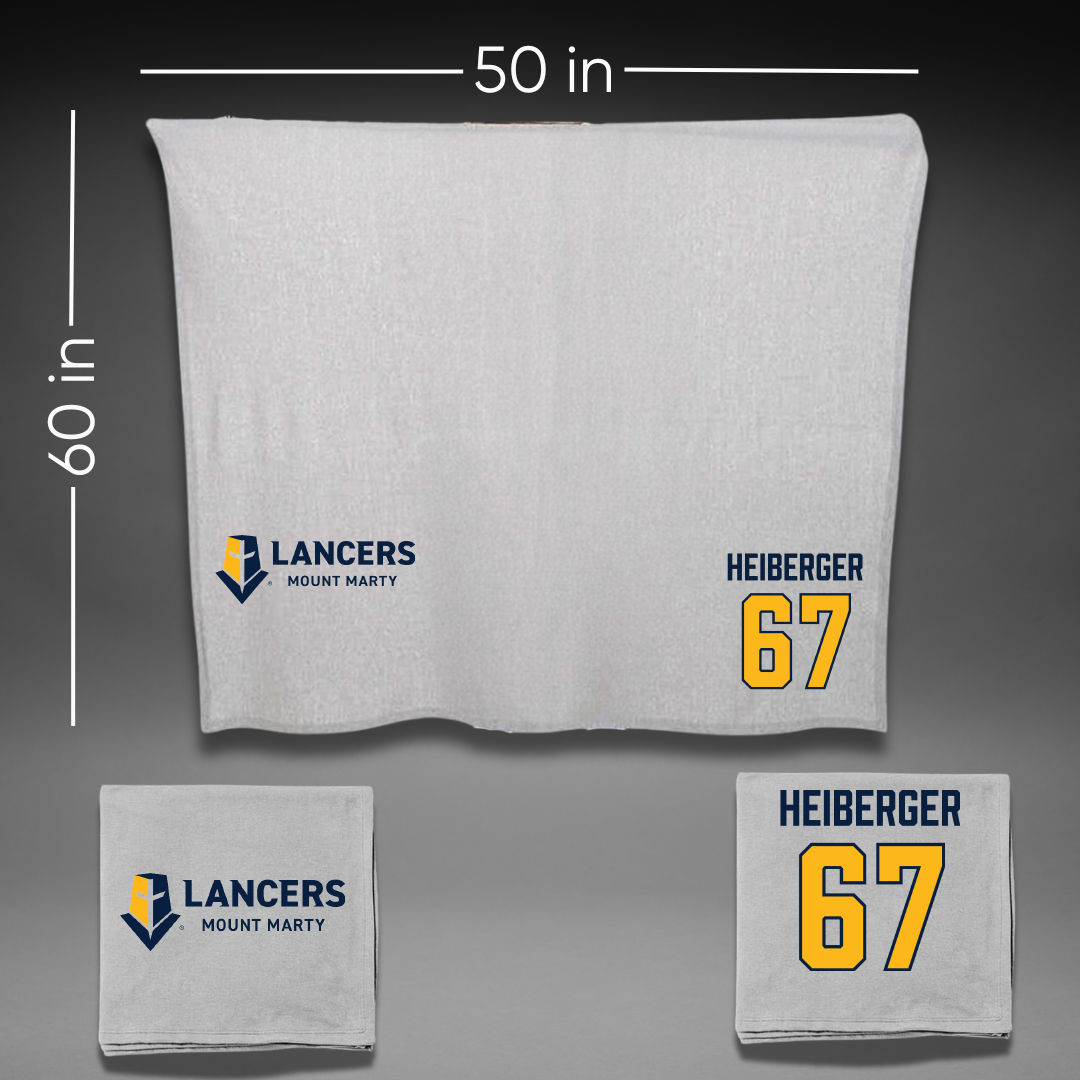 Mount Marty University Football Gray Blanket - #67 Benjamin Heiberger