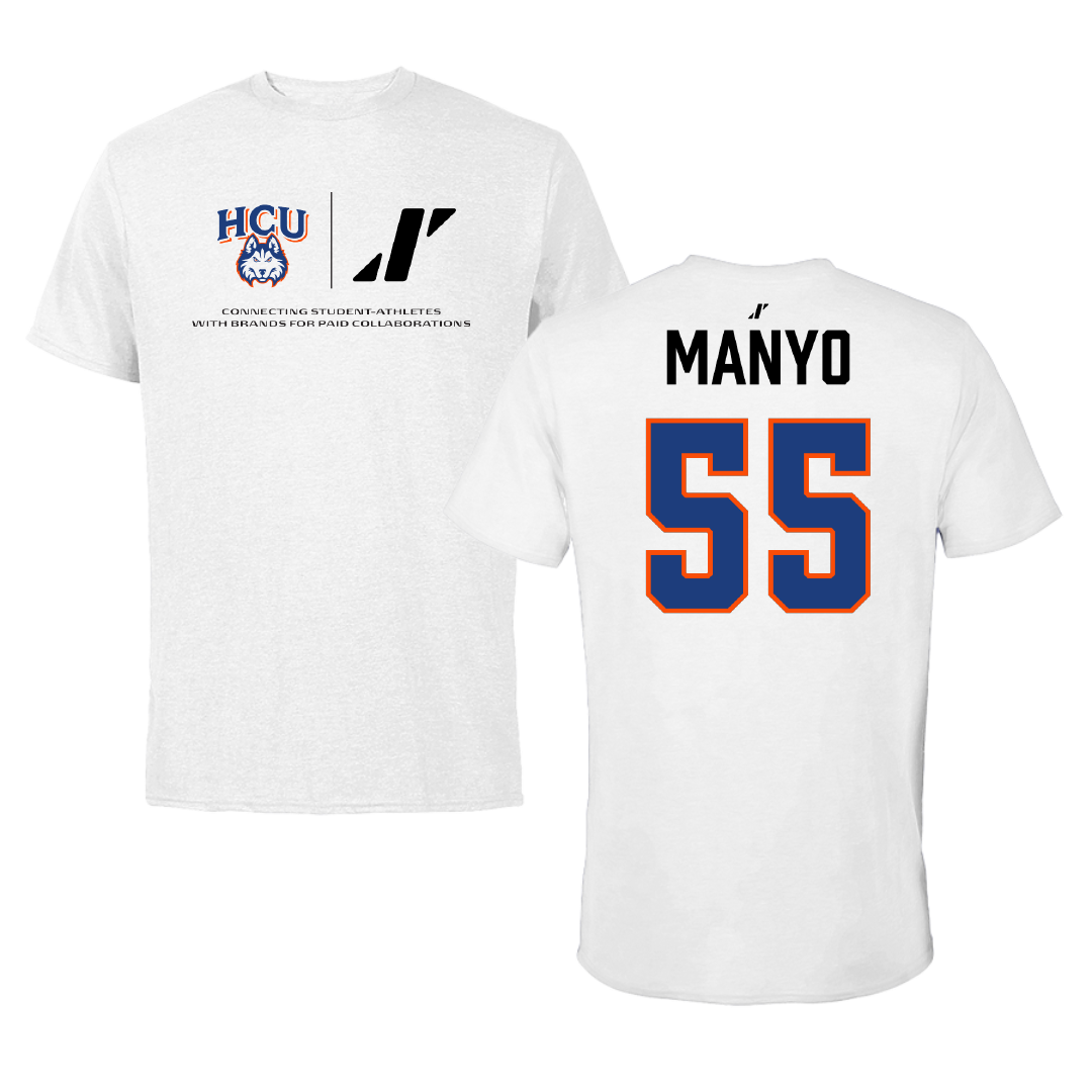 Houston Christian University Baseball White Rally Tee - #55 Tyler Manyo