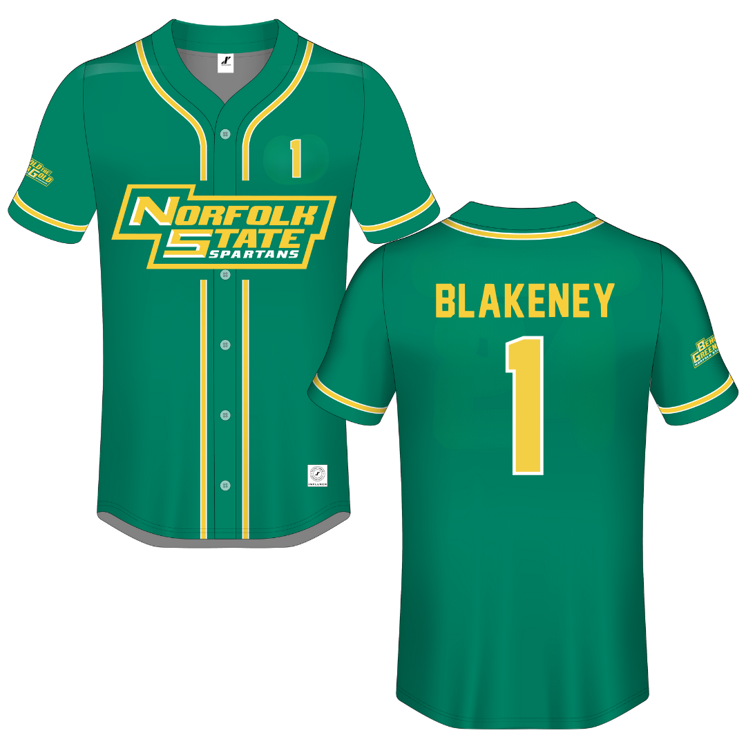 Norfolk State University Green Button-Down Jersey - #1 Ethan Blakeney