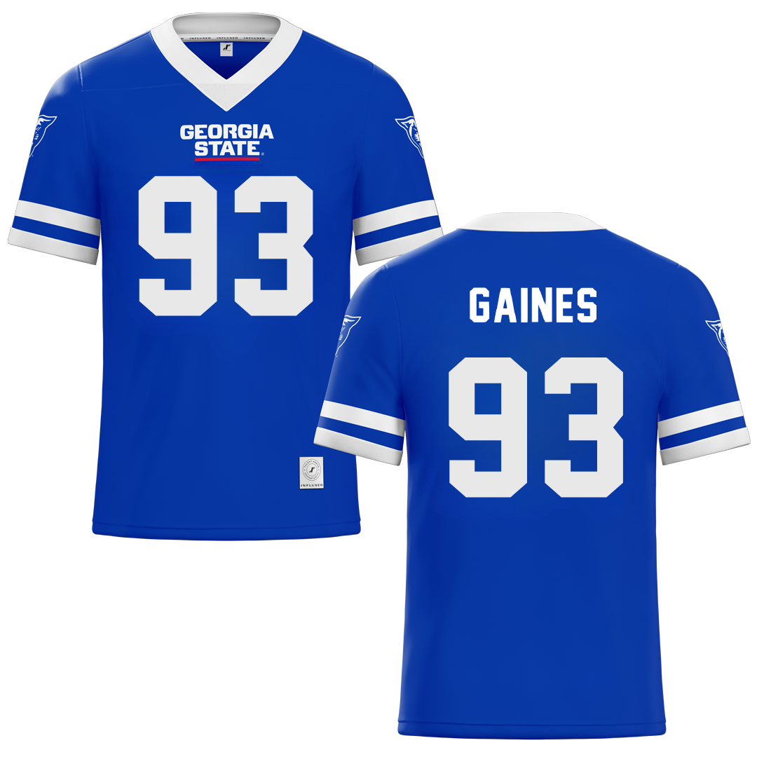 Georgia State University Blue Football Jersey - #93 Bo Gaines