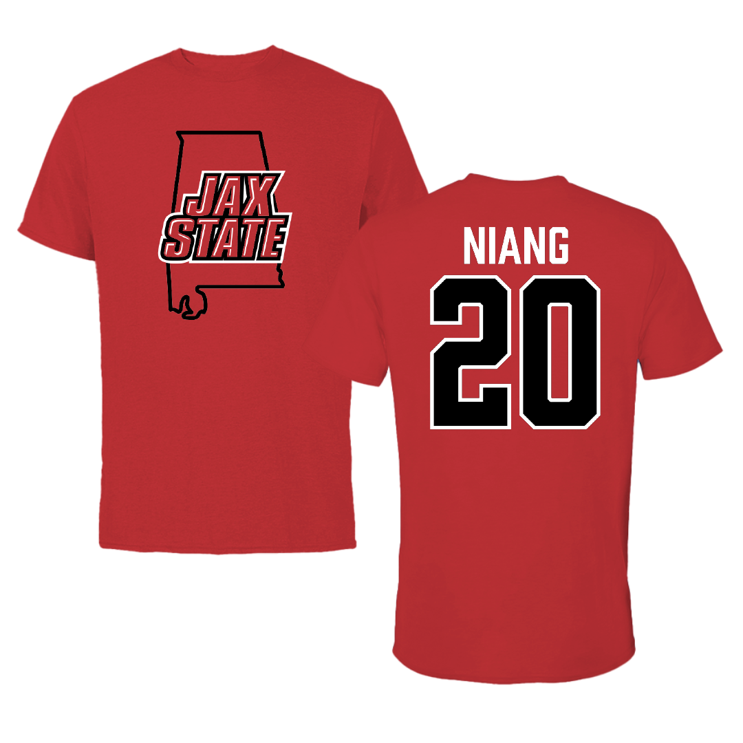 Jacksonville State University Basketball Red State Tee - #20 Gora Niang