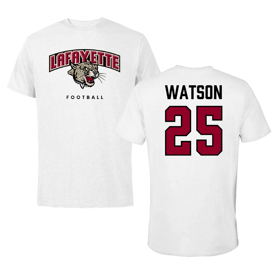 Lafayette College Football White Performance Tee - #25 Christian Watson