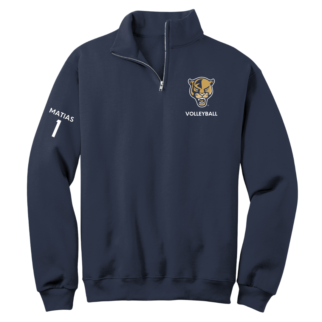 Florida International University Volleyball (W) Navy Quarter-Zip - #1 Emily Matias