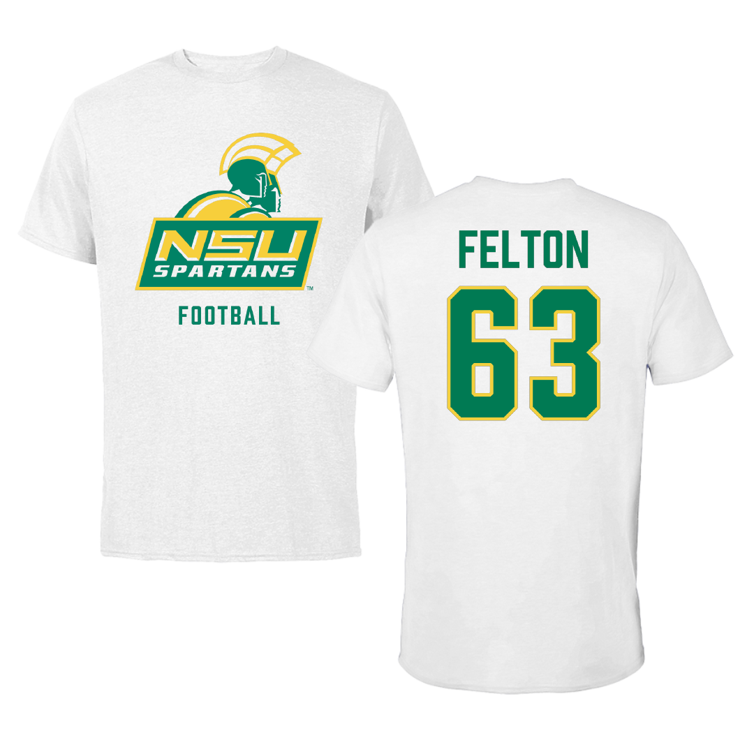 Norfolk State University Football White Tee - #63 Marselle Felton