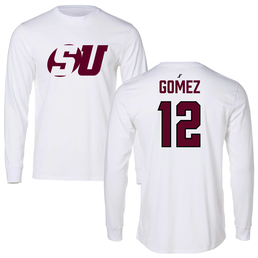 Schreiner University Baseball White Long Sleeve - #12 Alex Gomez