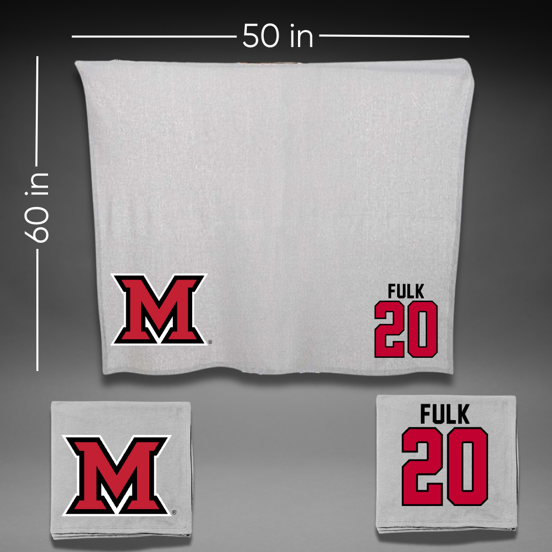 Miami University (Ohio) Baseball Gray Blanket - #20 Landon Fulk