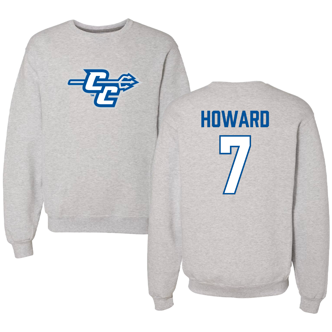 Central Connecticut State University Football Light Gray Crewneck - #7 Elijah Howard