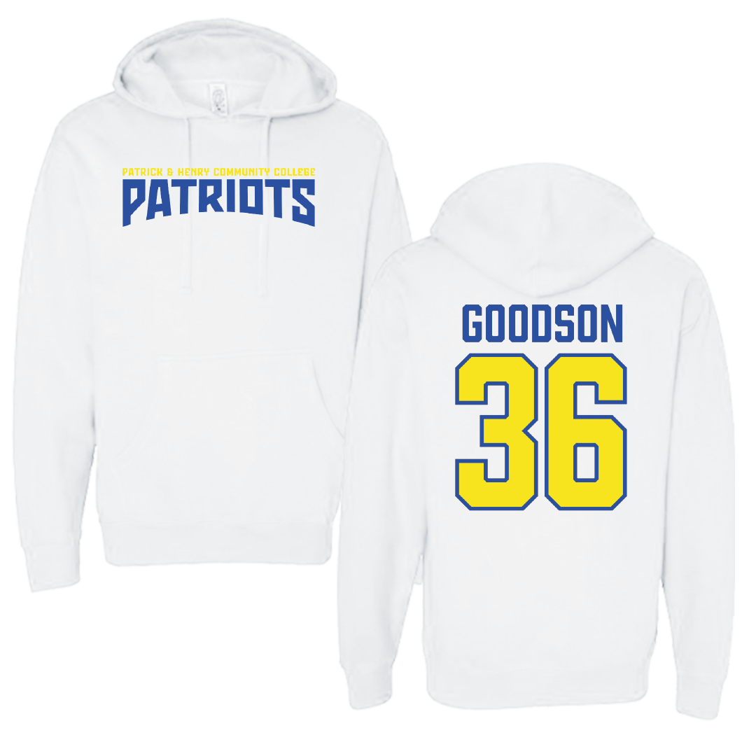Patrick & Henry Community College Baseball White Classic Hoodie - #36 Ty Goodson