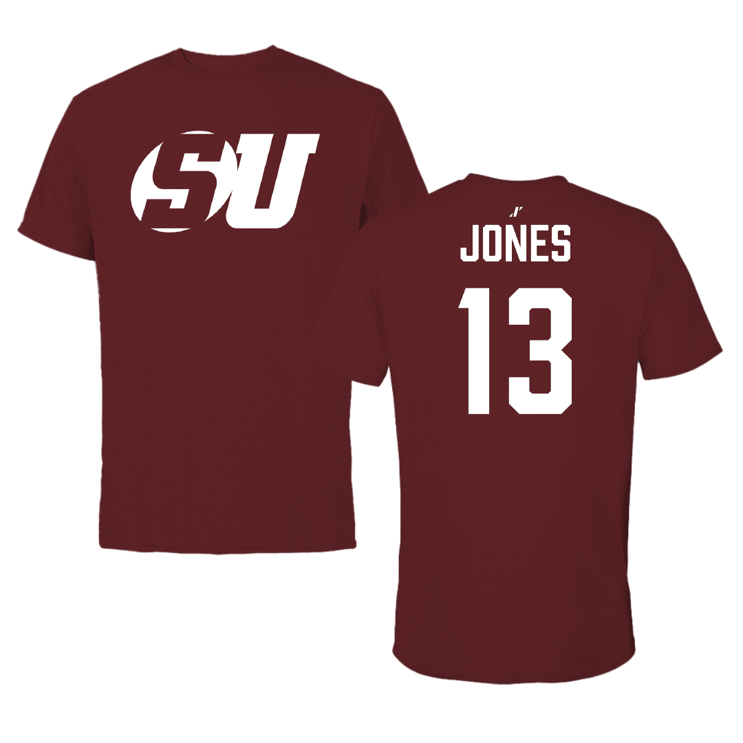 Schreiner University Football Maroon Performance Tee - #13 Carson Jones