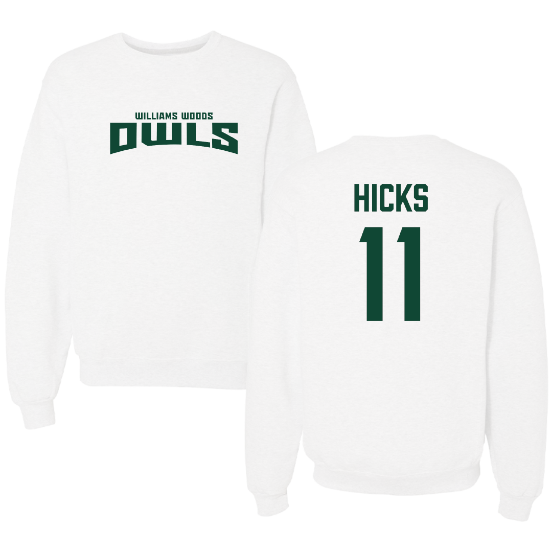 William Woods University Football White Classic Crewneck - #11 Donte Hicks
