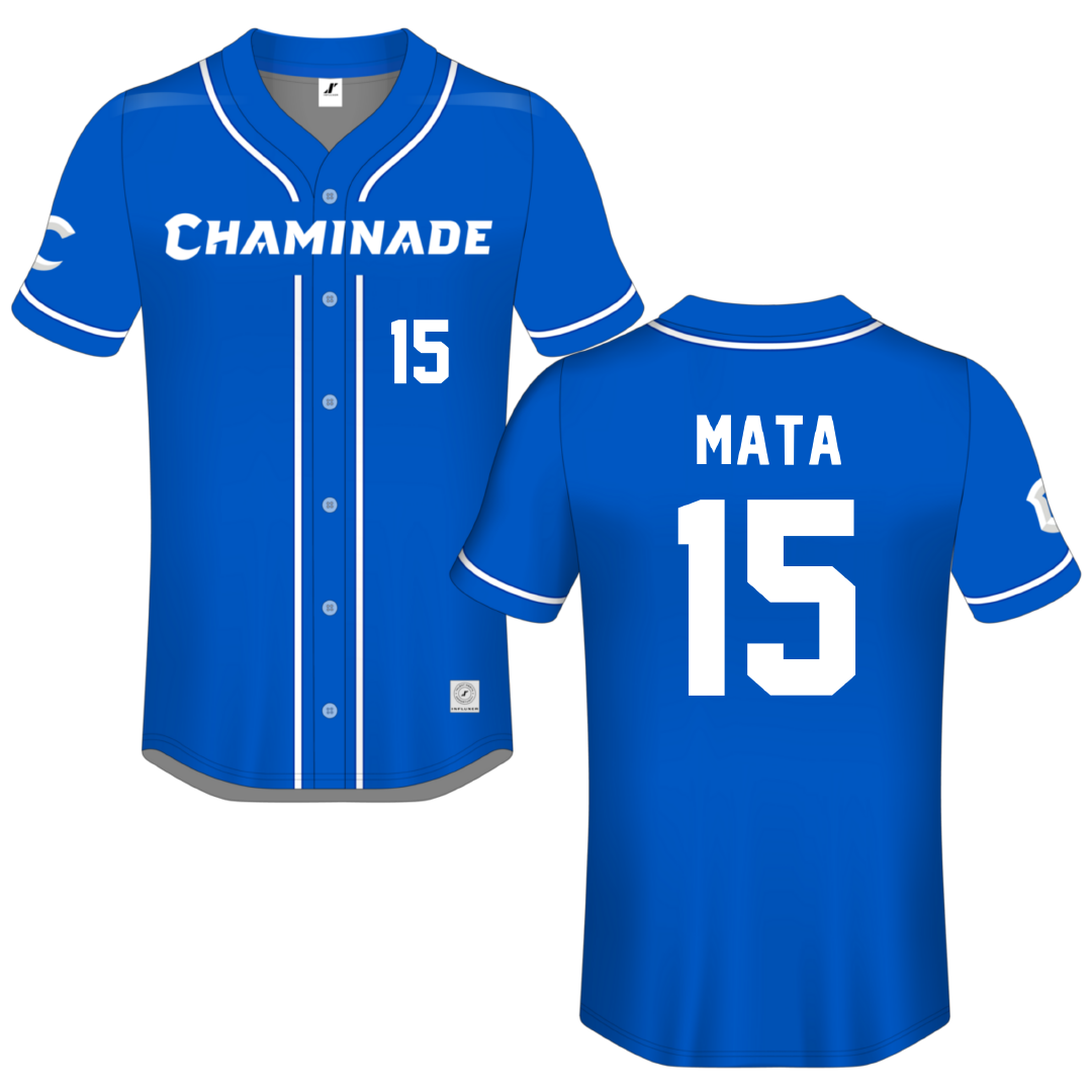 Chaminade University Blue Button-Down Jersey - #15 Chris Mata