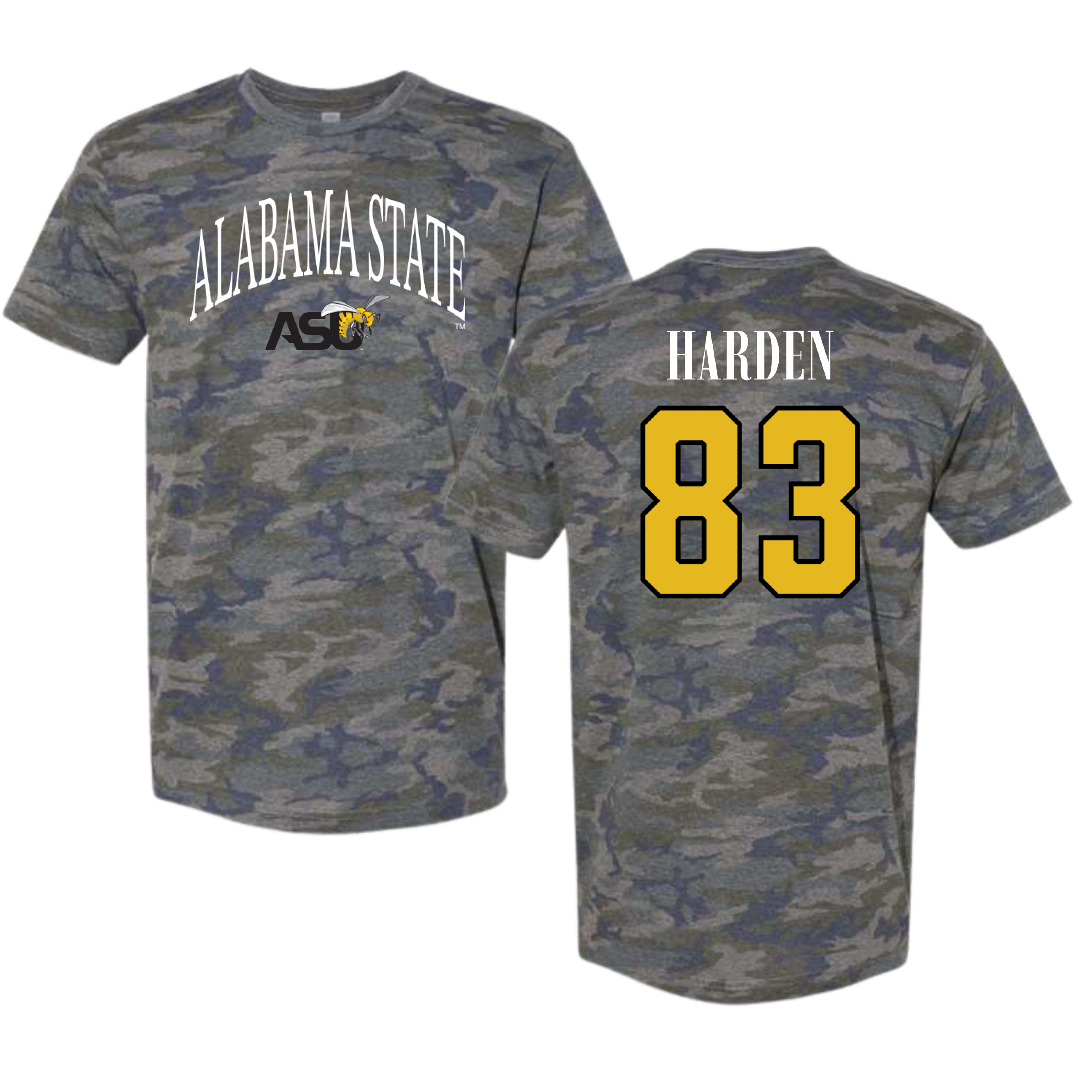 Alabama State University Football Vintage Camo Tee - #83 Derick Harden