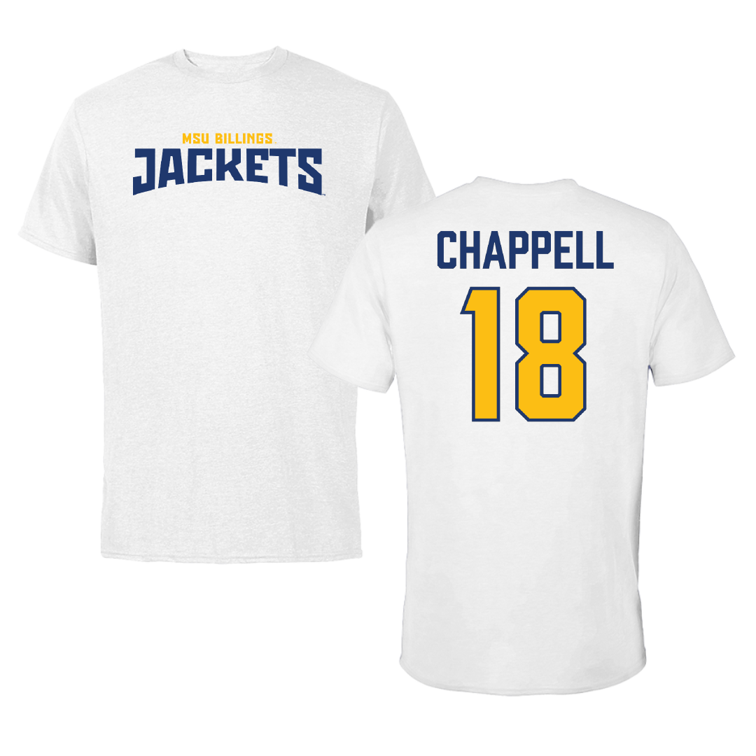 Montana State University Billings Baseball White Classic Performance Tee - #18 Brennen Chappell