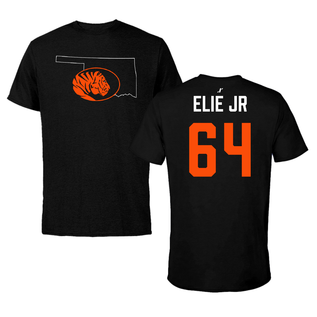 East Central University Football Black State Tee - #64 Kelton Elie Jr