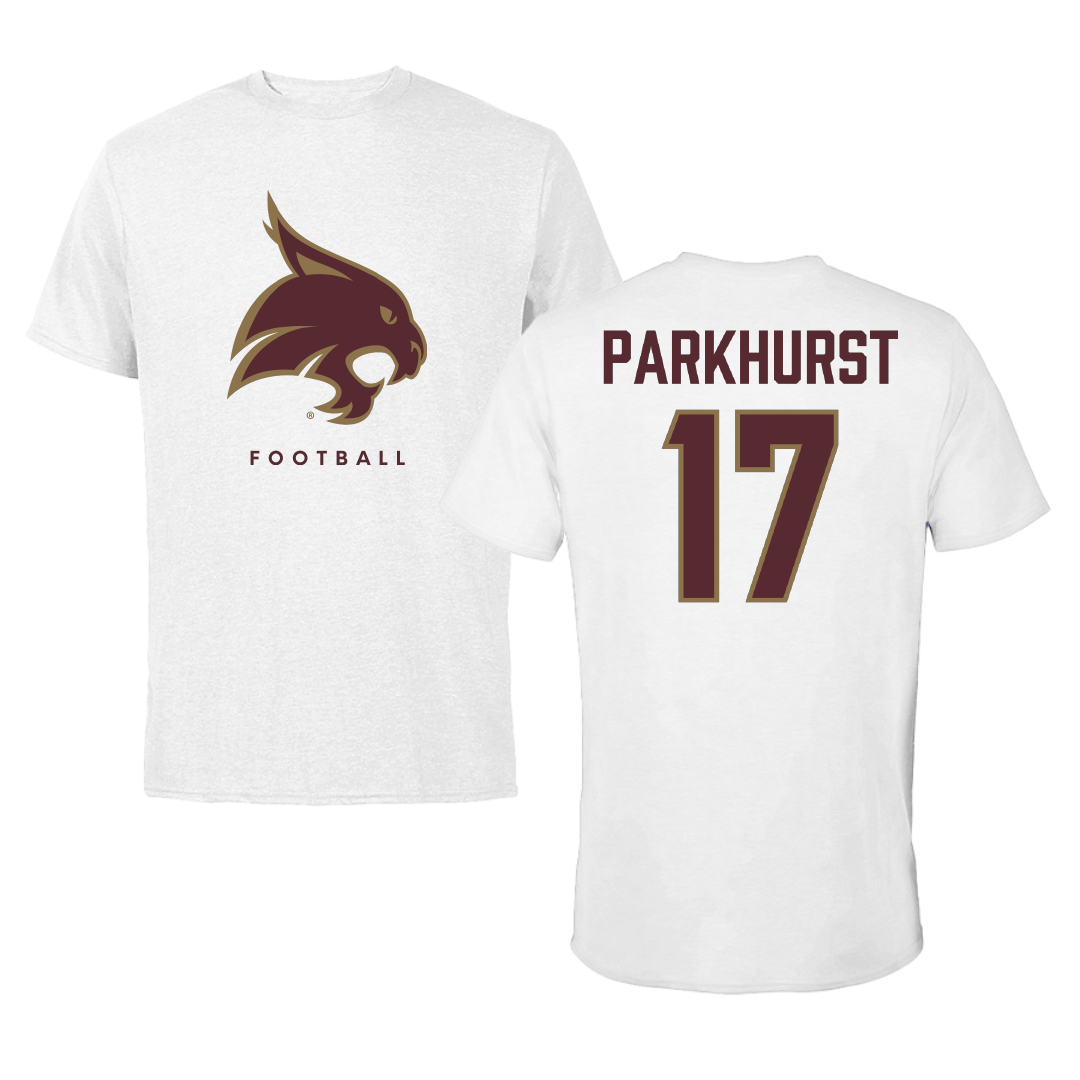 Texas State University Football White Tee - #17 Gavin Parkhurst