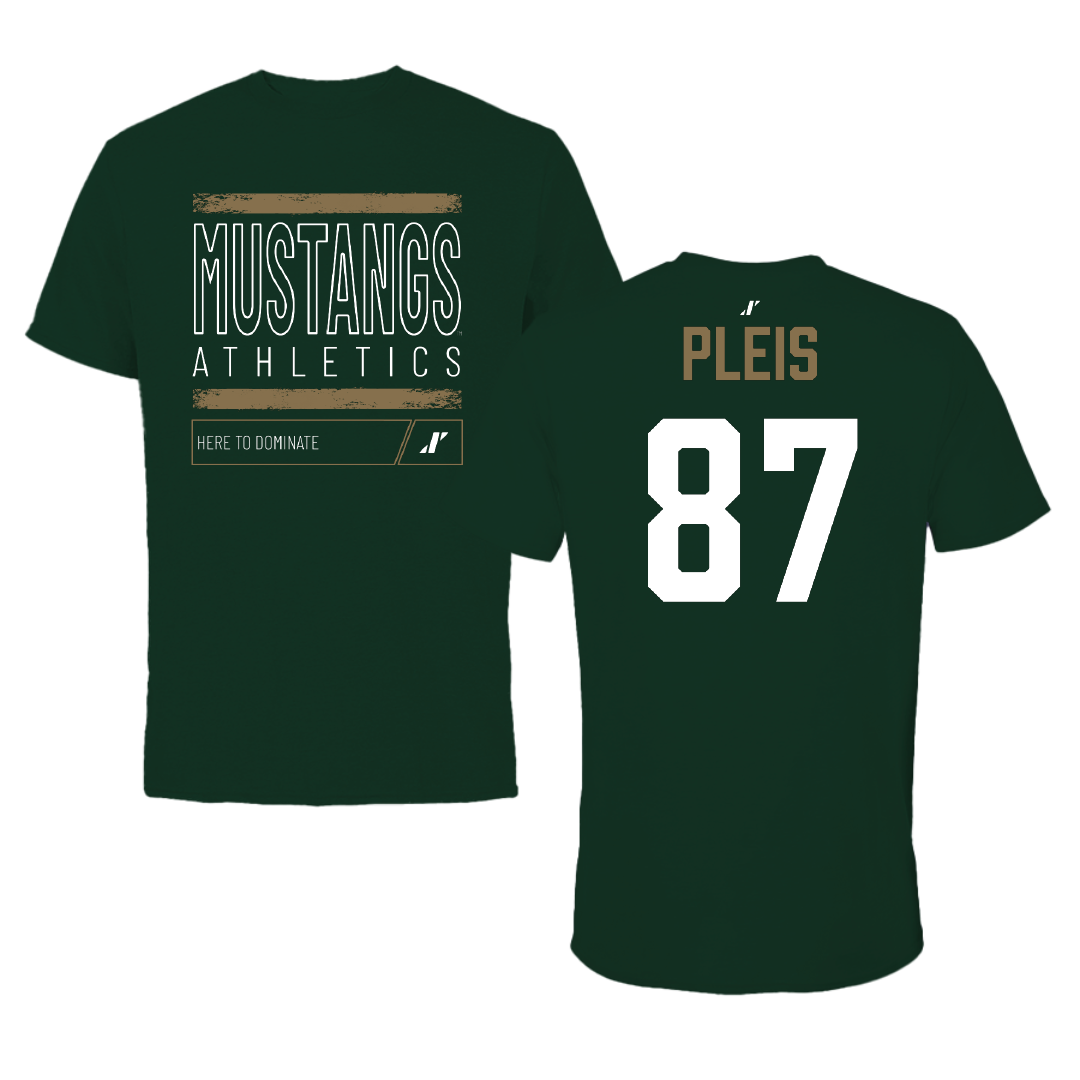 Cal Poly Football Forest Green Dominate Mustang Performance Tee - #87 Kaleb Pleis