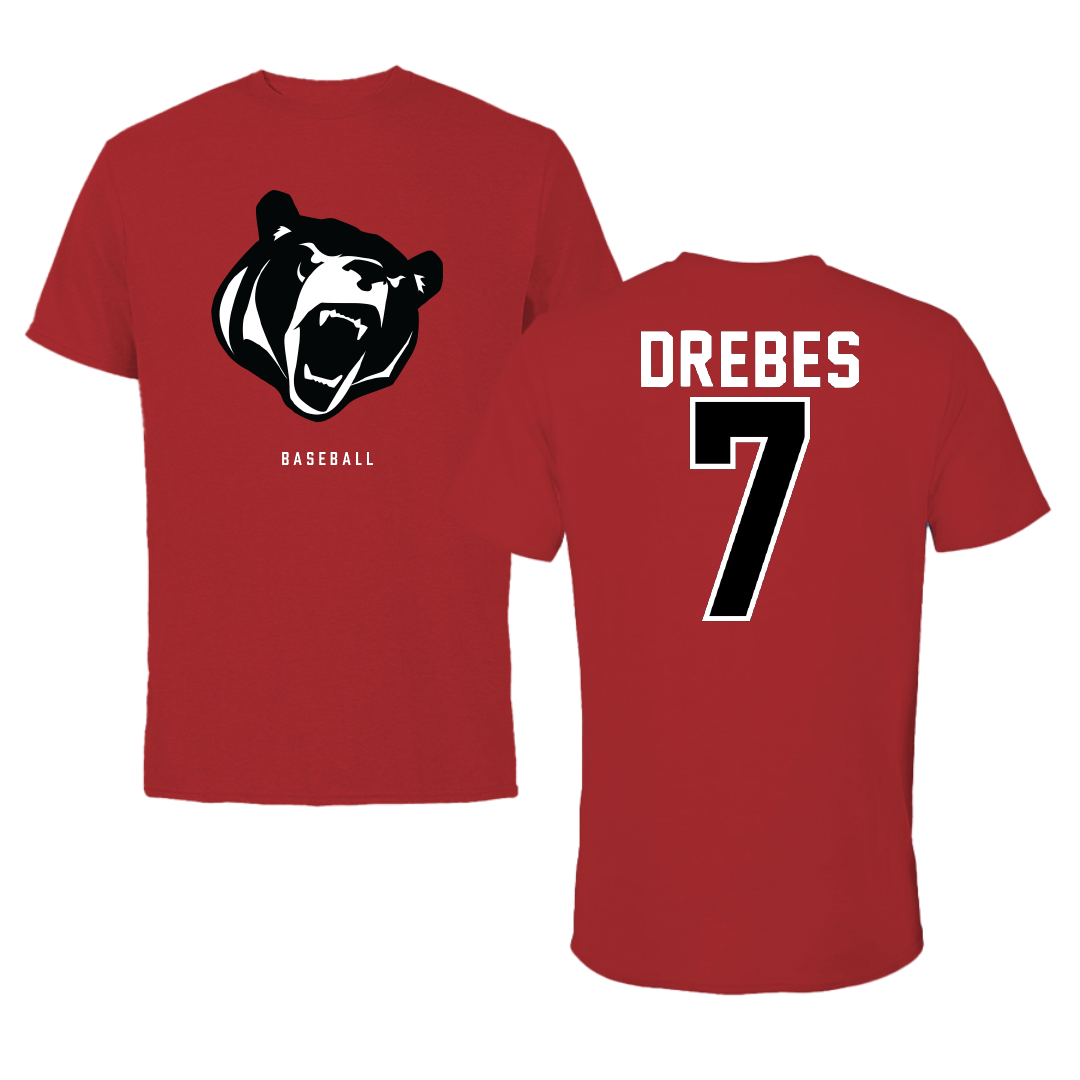 Lenoir-Rhyne University Baseball Canvas Red Bears Tee - #7 Preston Drebes