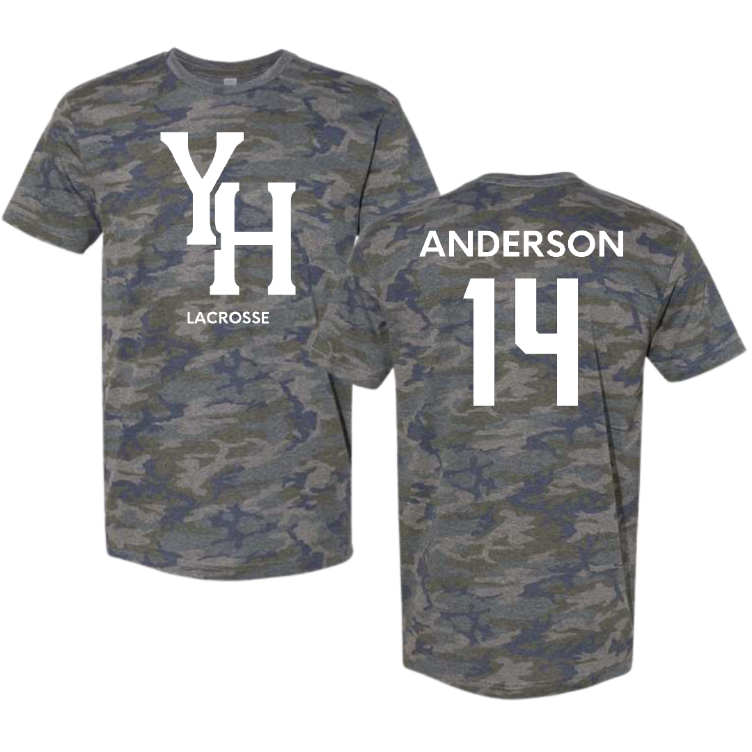 Young Harris College Lacrosse (M) Vintage Camo Tee - #14 Evan Anderson