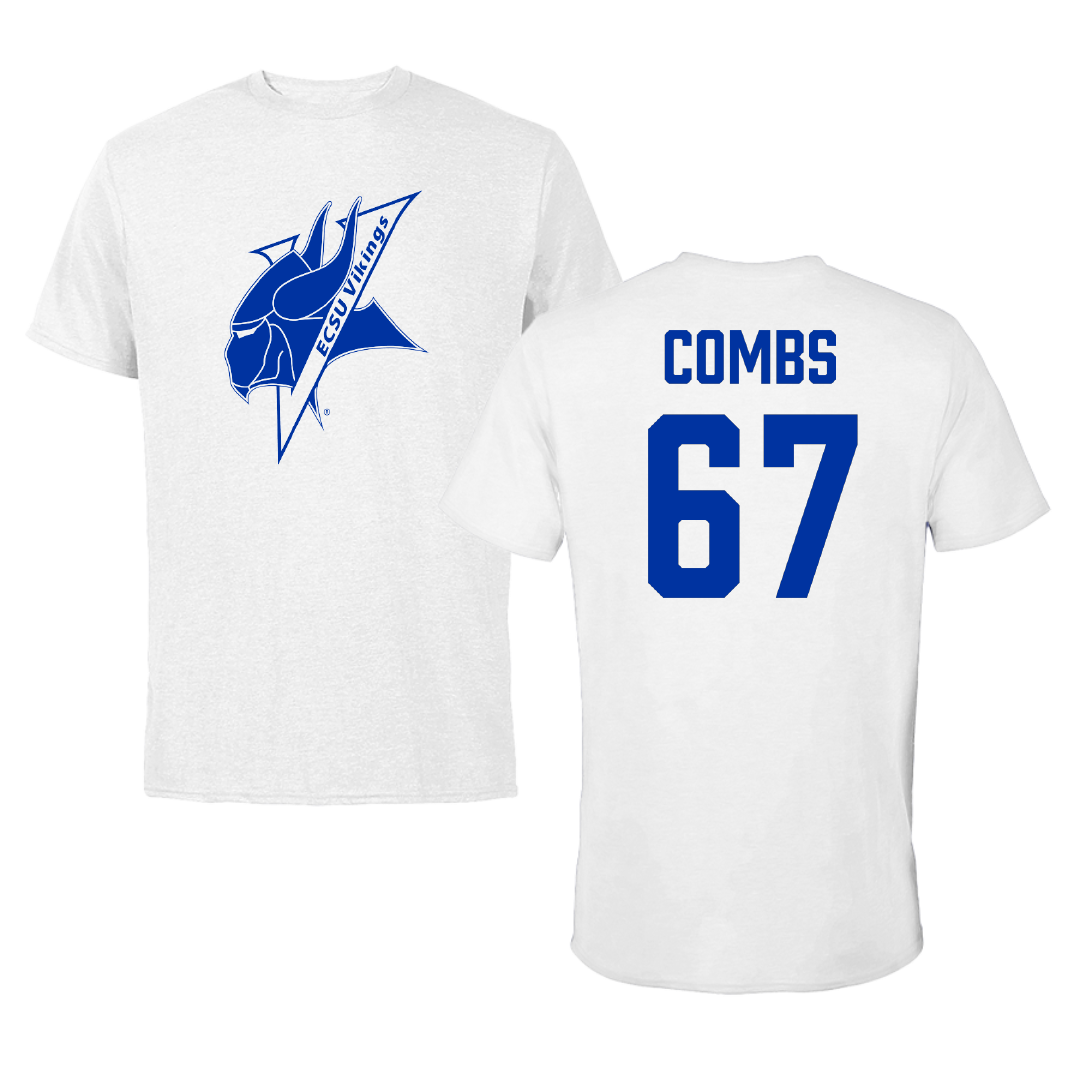 Elizabeth City State University Football White Performance Tee - #67 Toriono Combs