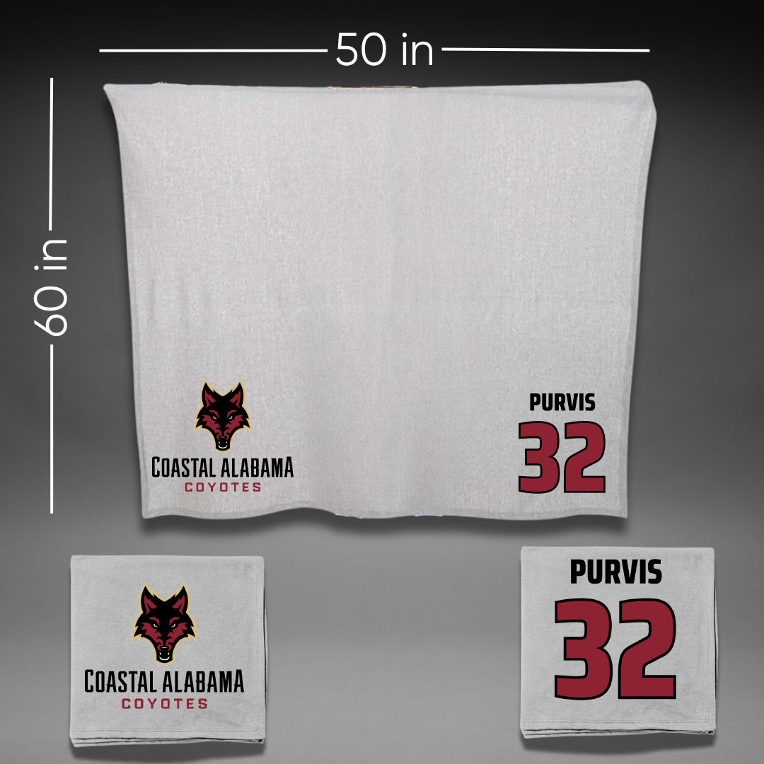 Coastal Alabama Community College Baseball Gray Blanket - #32 David Purvis