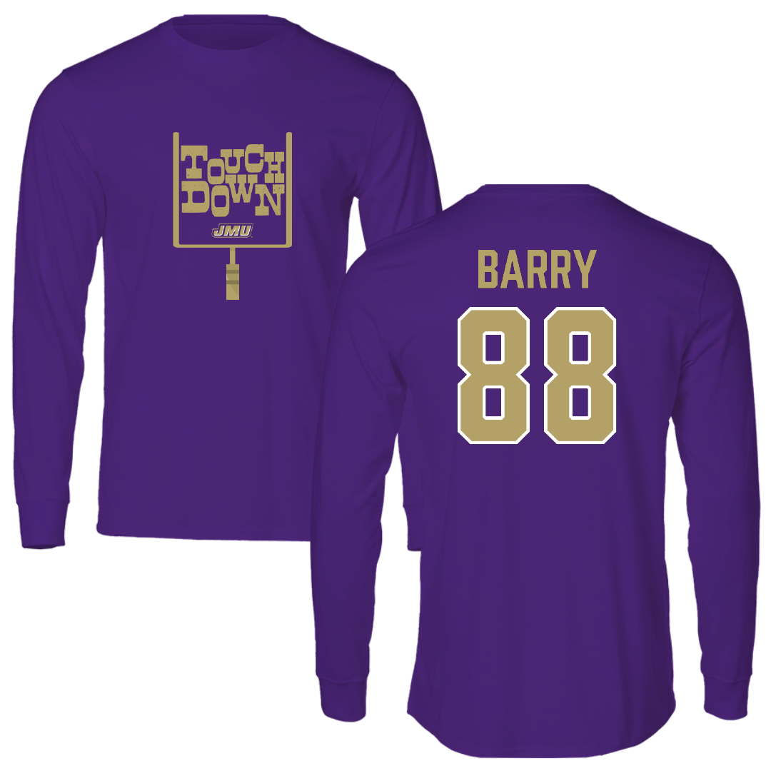 James Madison University Football Purple Touchdown Long Sleeve - #88 Ibrahim Barry