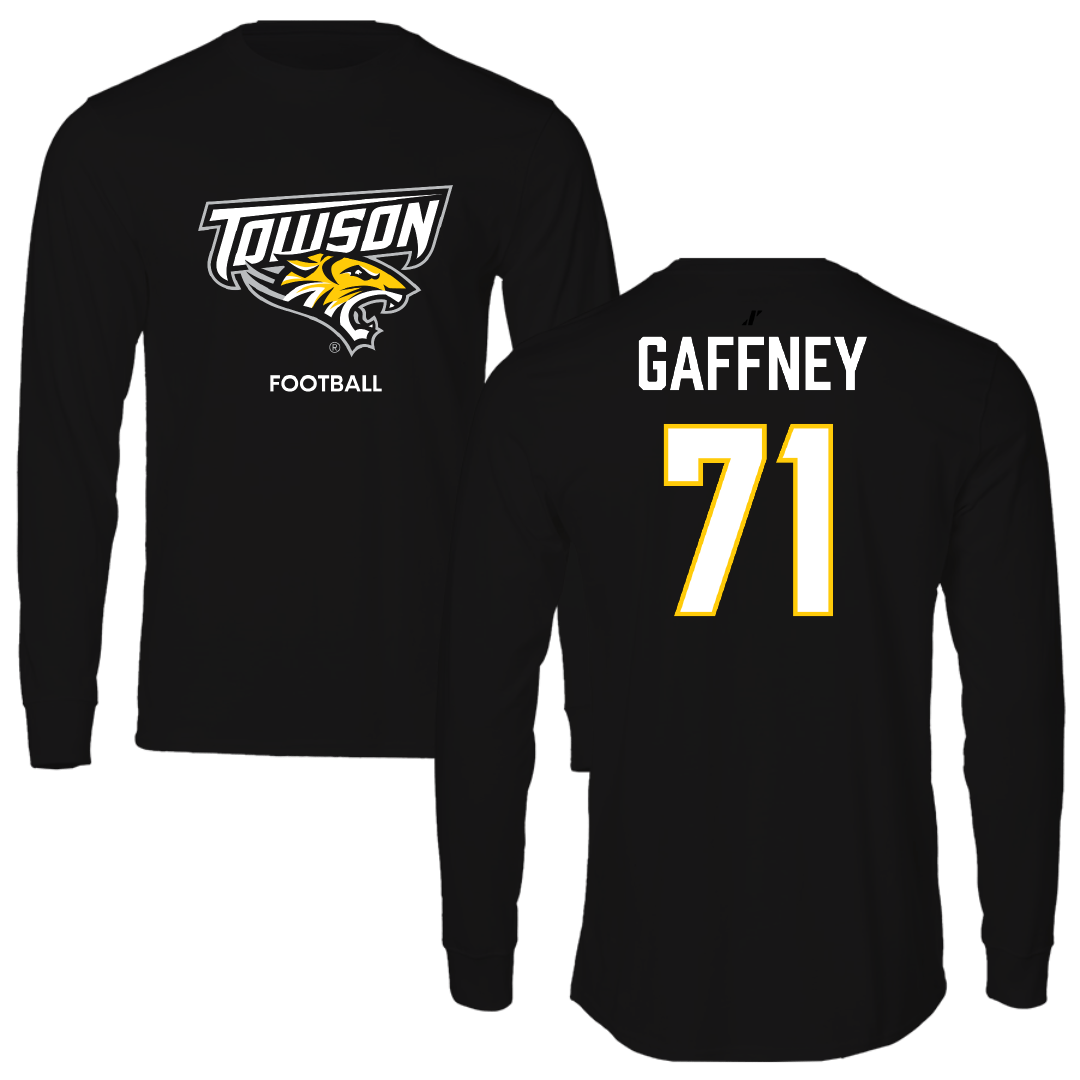 Towson University Football Black Performance Long Sleeve - #71 Josh Gaffney