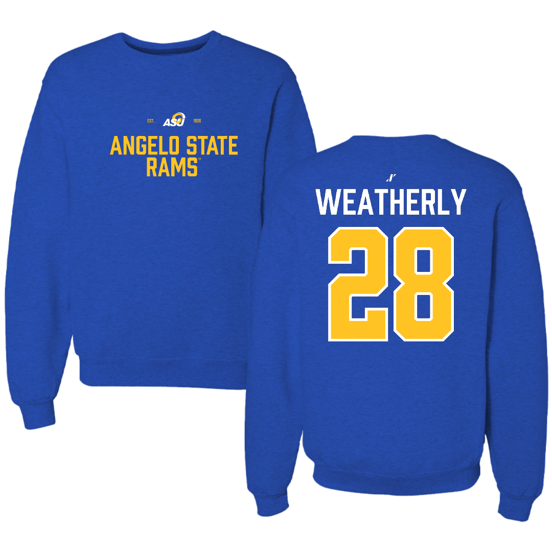 Angelo State University Baseball Blue General Crewneck - #28 Jaxon Weatherly