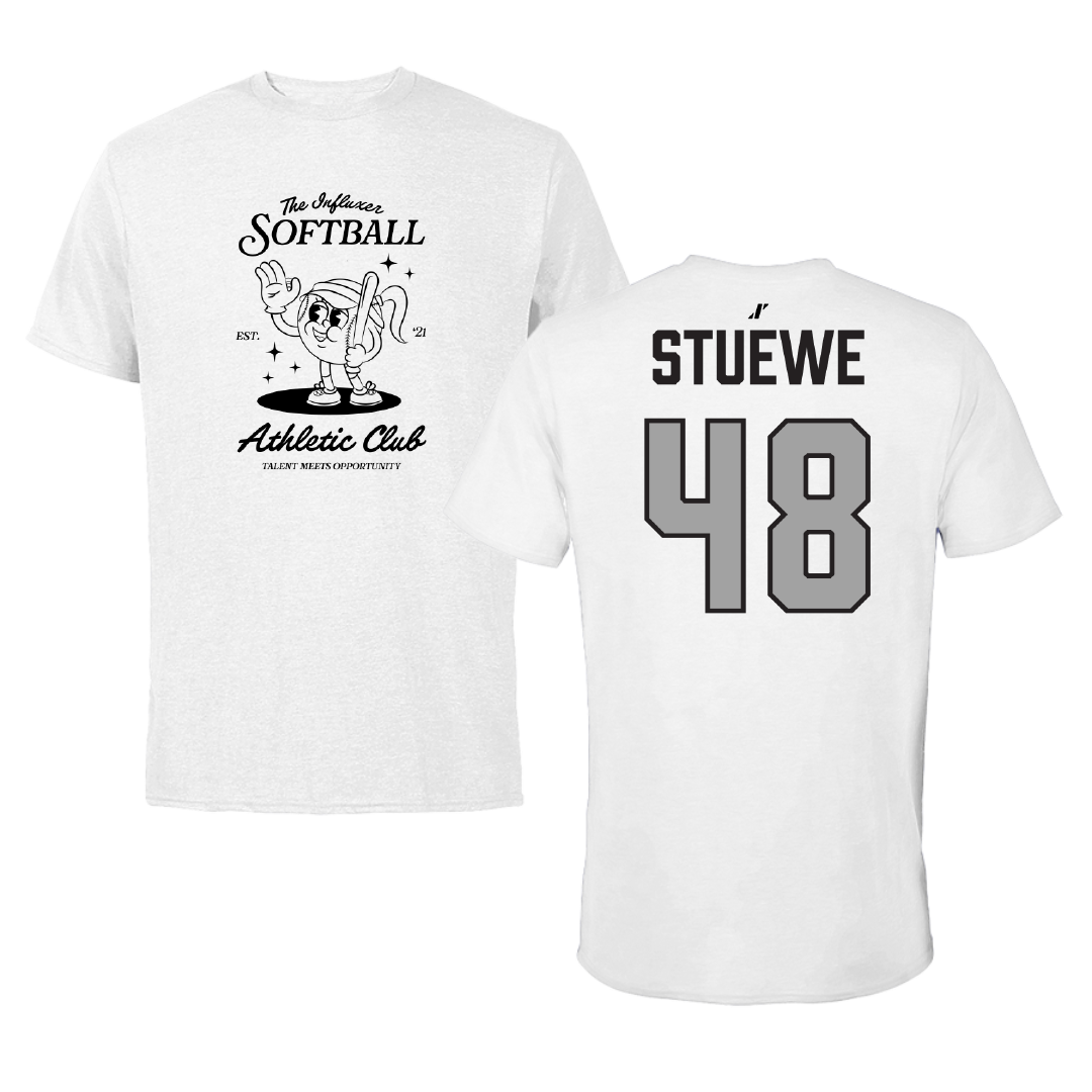 Softball White Influxer Athletic Club Tee - #48 Ava Stuewe
