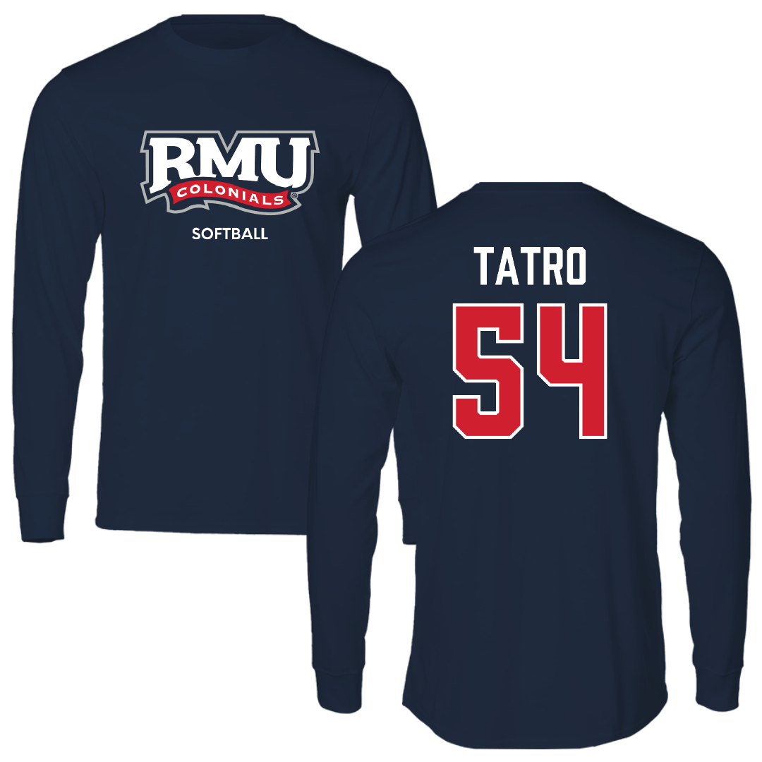 Robert Morris University Softball Navy RMU Performance Long Sleeve - #54 Kailani Tatro