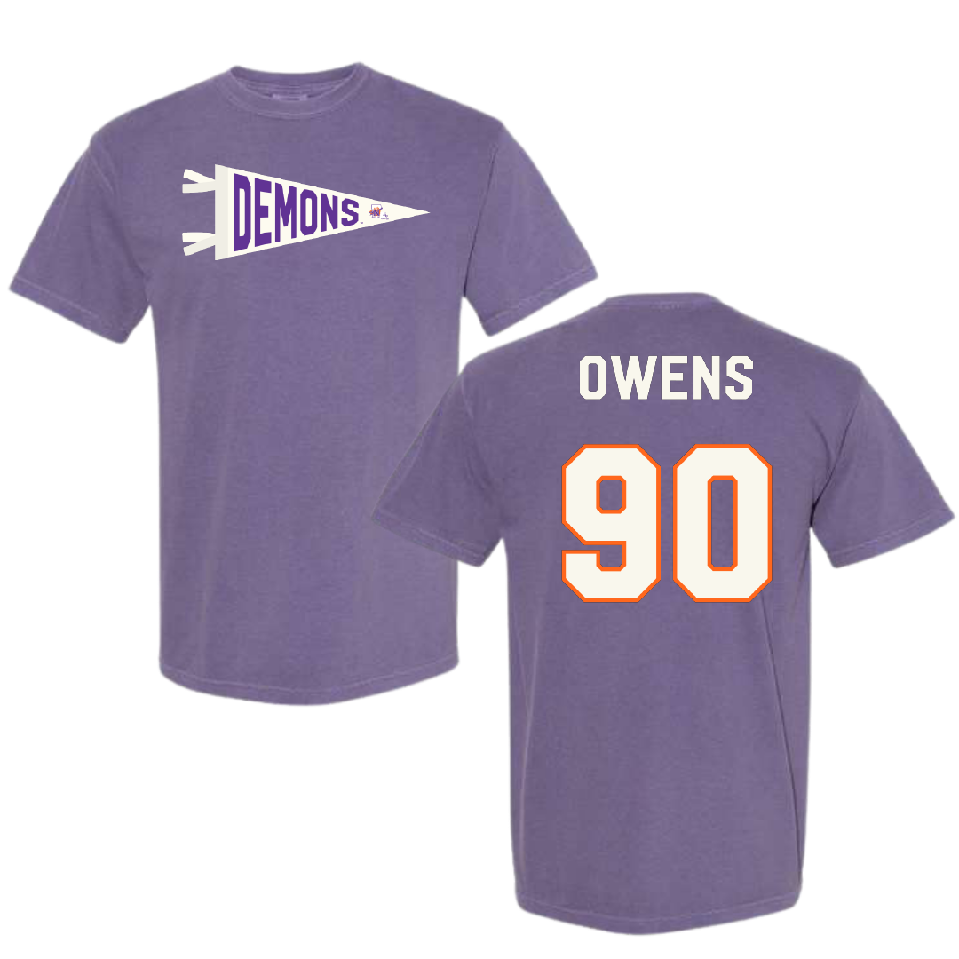 Northwestern State University Football Purple Pennant Comfort Colors Tee - #90 Chancellor Owens