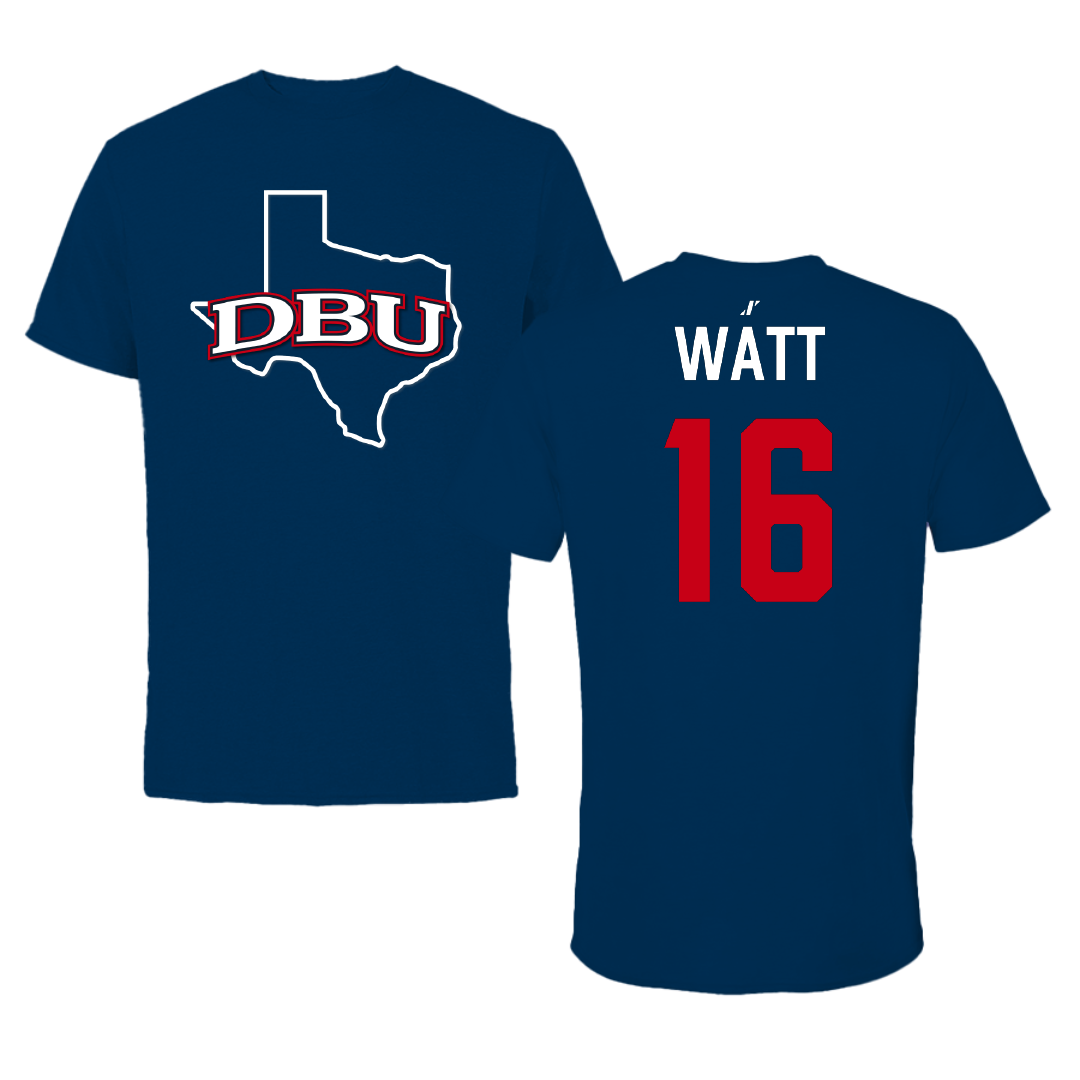 Dallas Baptist University Baseball Navy State Performance Tee - #16 Liam Watt