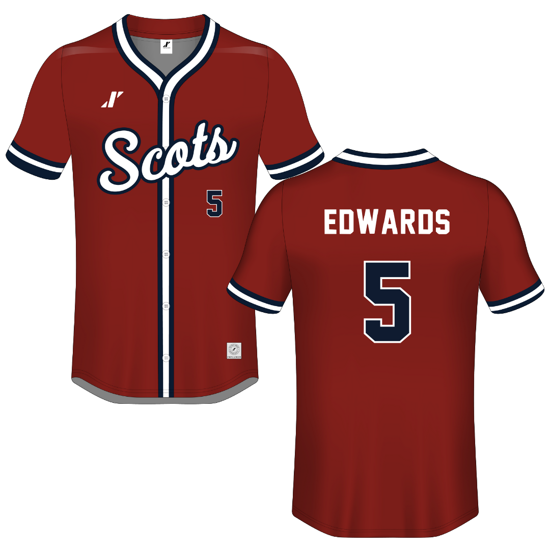 Lyon College Crimson Button-Down Jersey - #5 Jarius Edwards