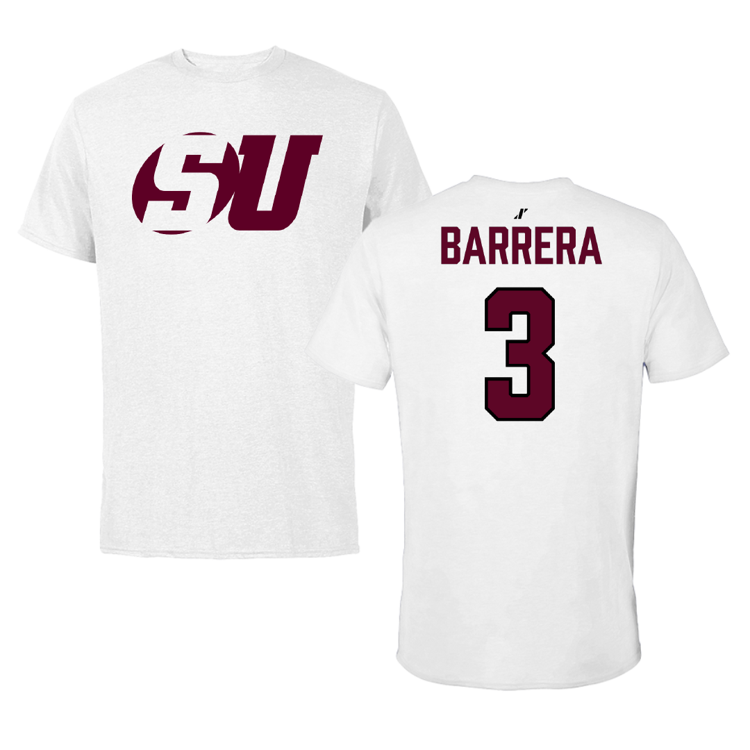 Schreiner University Baseball White Tee - #3 Nate Barrera