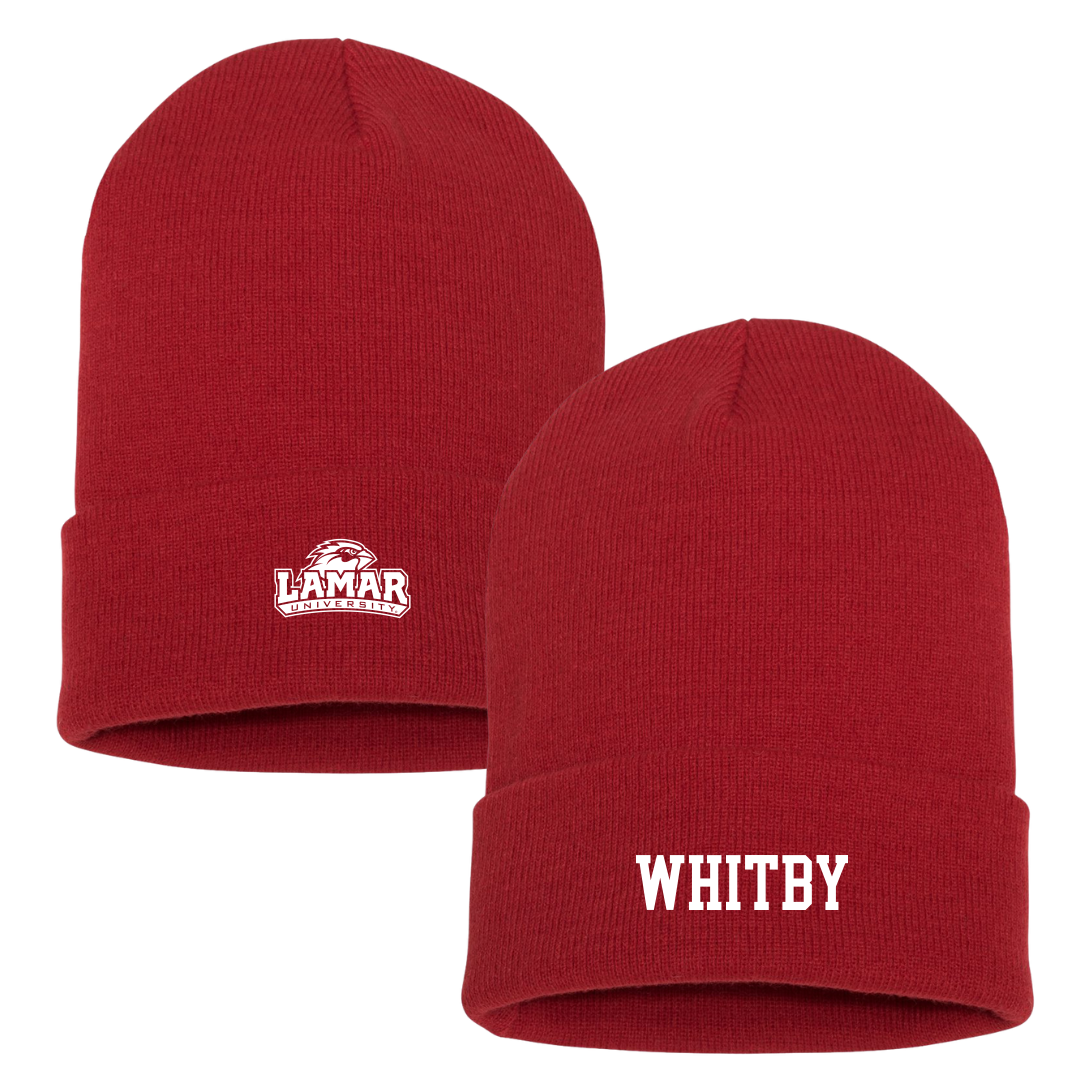 Lamar University Football Red Beanie - #7 Jamahdia Whitby