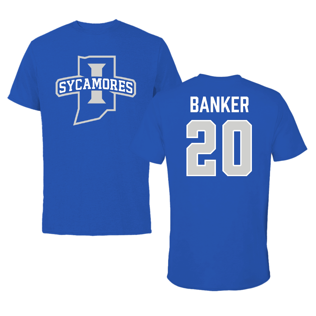 Indiana State University Baseball Blue Mascot Performance Tee - #20 Brady Banker
