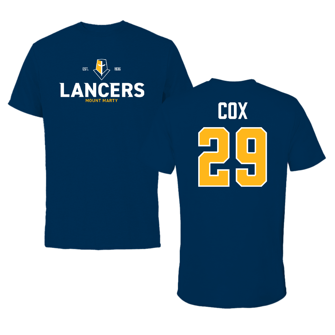 Mount Marty University Soccer Navy General Tee - #29 Gabriel Cox